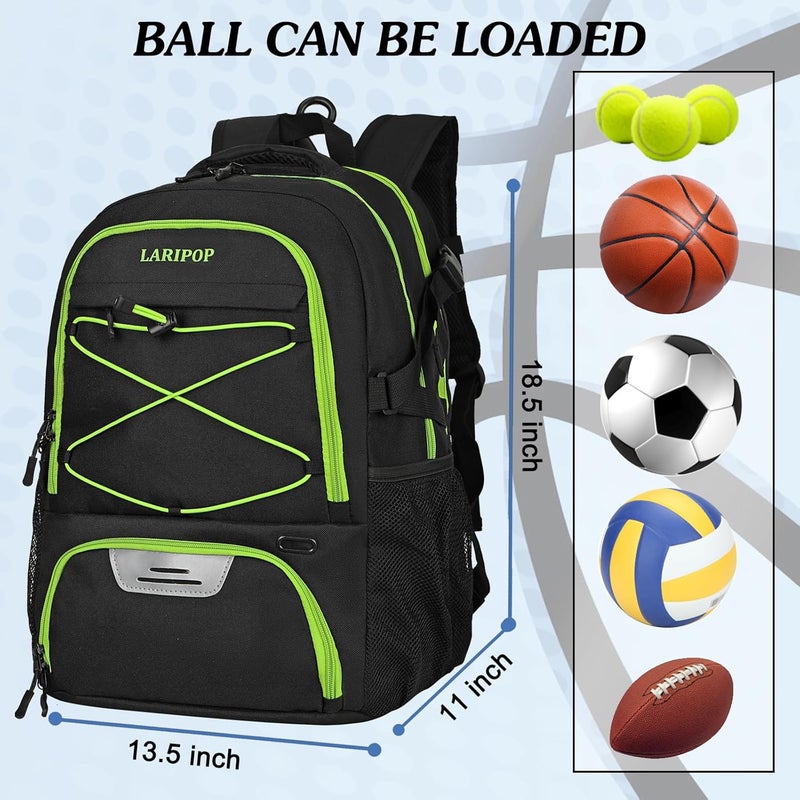 LARIPOP Basketball Backpack, Large Sports Bag with Ball Holder & Shoes Compartment, Basketball Bag for Soccer,Volleyball, - Image 5